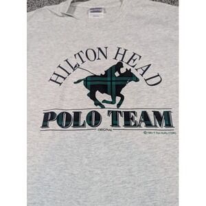 Vintage Hilton Head Shirt Mens Large Gray Polo Team T Dan Kelly 80s Hanes USA